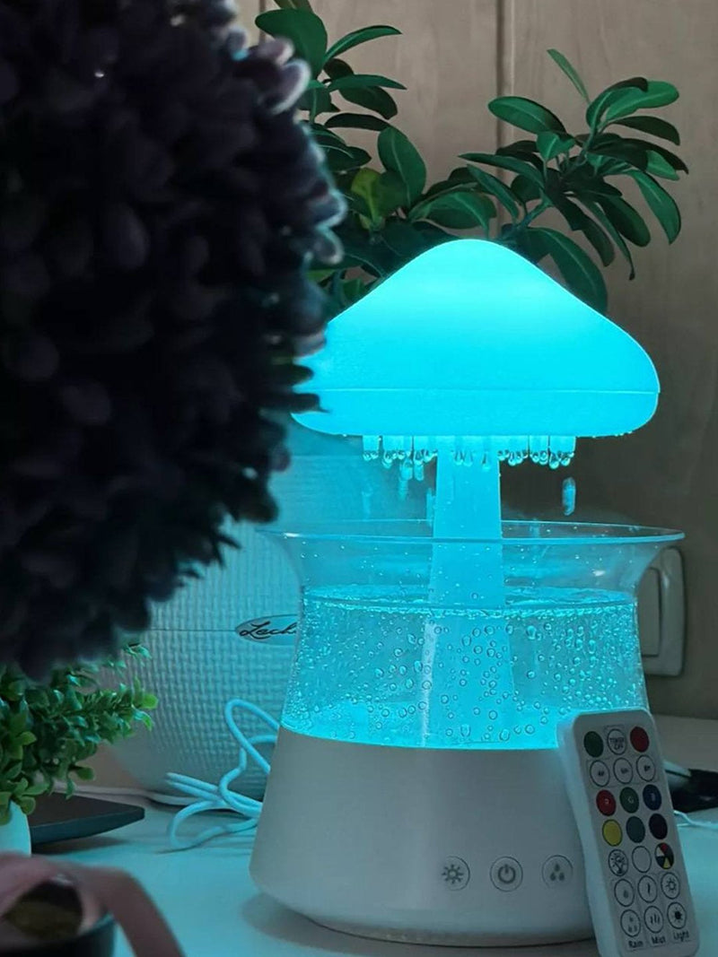 Umidificador Difusor De Aroma De design Nuvem e Chuva 7 Cores Luz Noturna Doméstica.
